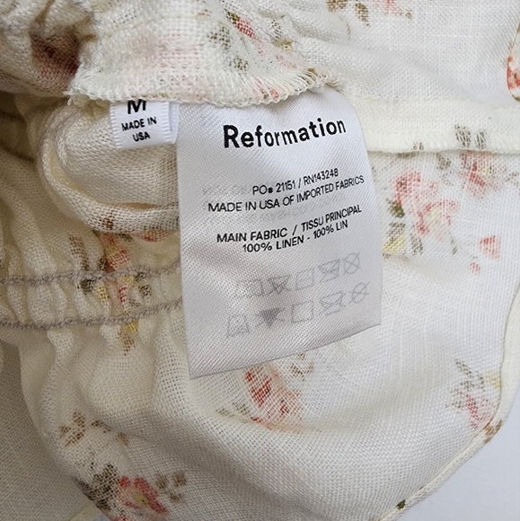 Reformation Shrub Ruffle Hem Linen Top White Ditsy Floral Print Medium - Picture 6 of 8